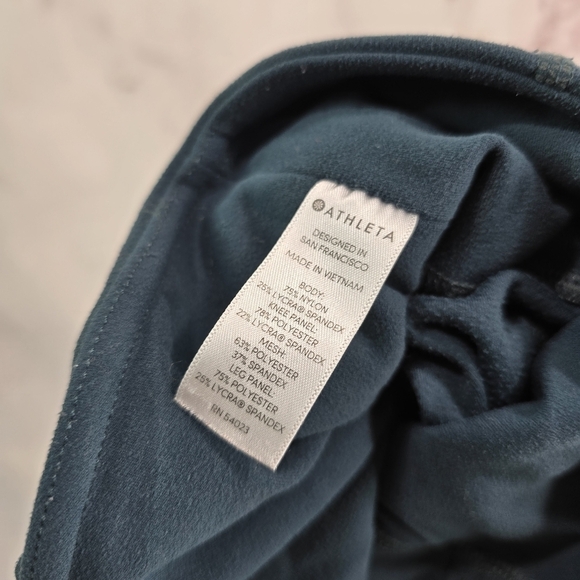 Athleta Leggings Womens Medium Green White Mesh Salutation Colorblock Power Vida - Picture 11 of 13